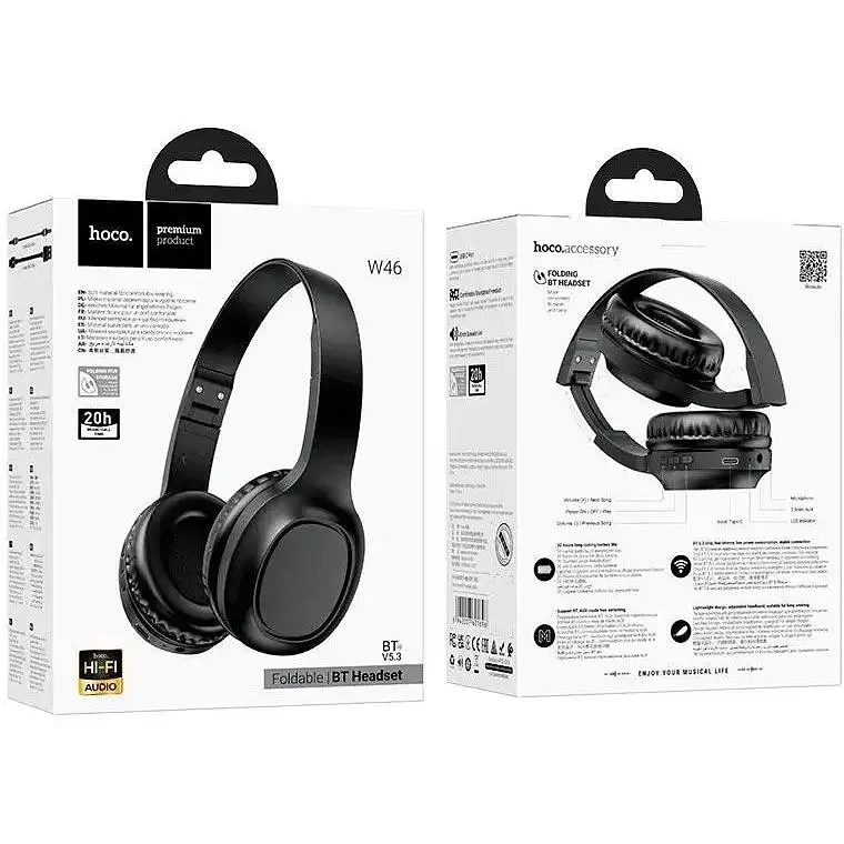 Наушники Bluetooth Hoco W46 накладные черные - фото 4