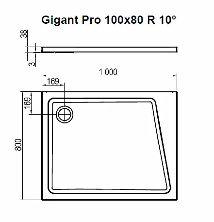 Душевой поддон Ravak Gigant Pro 100X80 R 10° XA05A40101P - фото 5