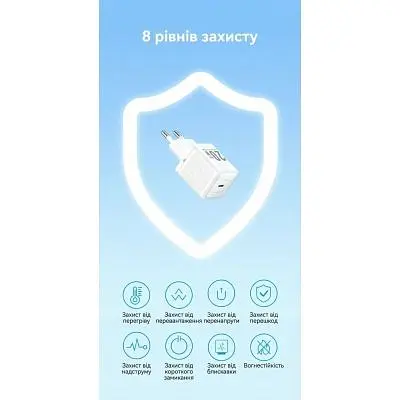 Зарядний пристрій Vention USB-C PD20W GaN white (FEPW0-EU) - фото 9