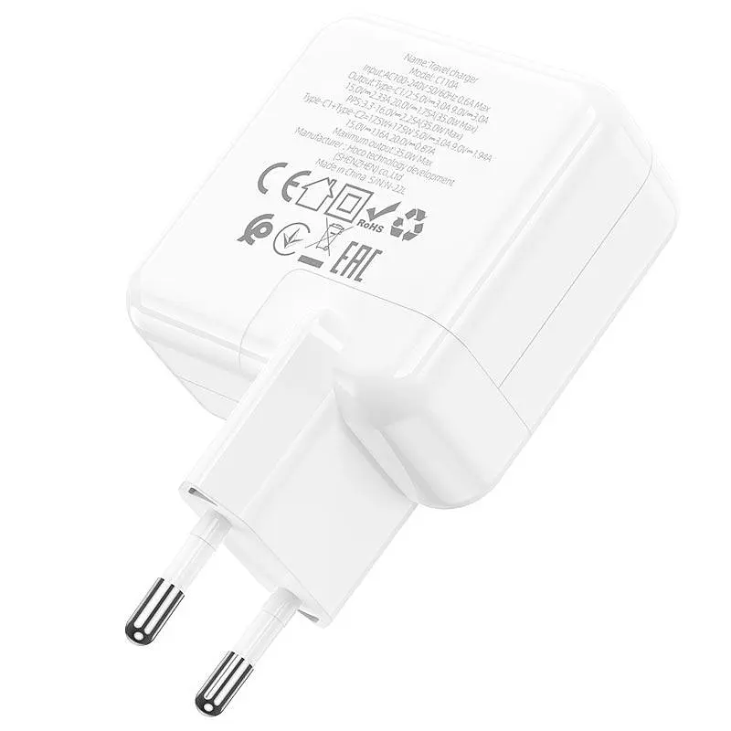 Зарядное устройство Hoco C110A Lucky 35 W 2 выхода порты USB-C - фото 4