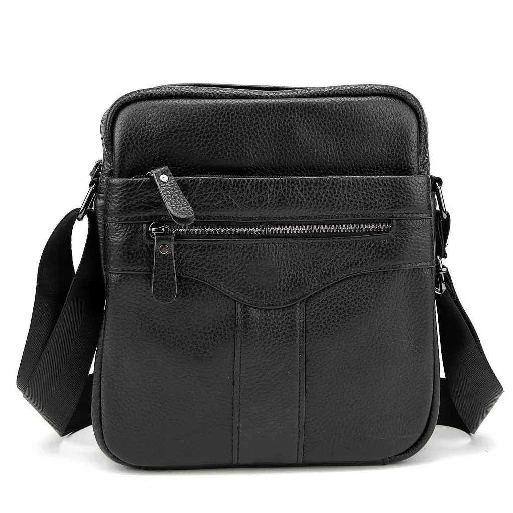 Шкіряний маленький чоловічий месенджер чорний Tiding Bag M56-0187A