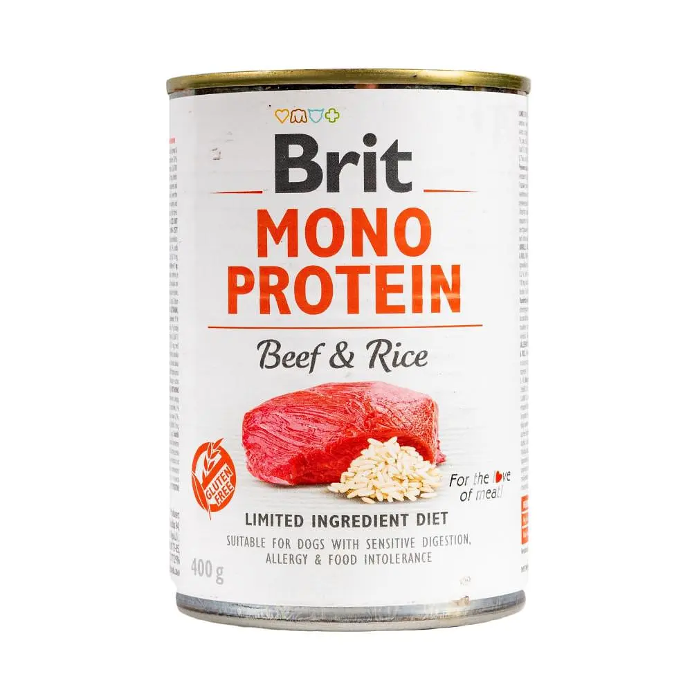 Вологий корм Brit Mono Protein Beef & Rice для собак з яловичиною та рисом 400 г (арт.100054/529735)