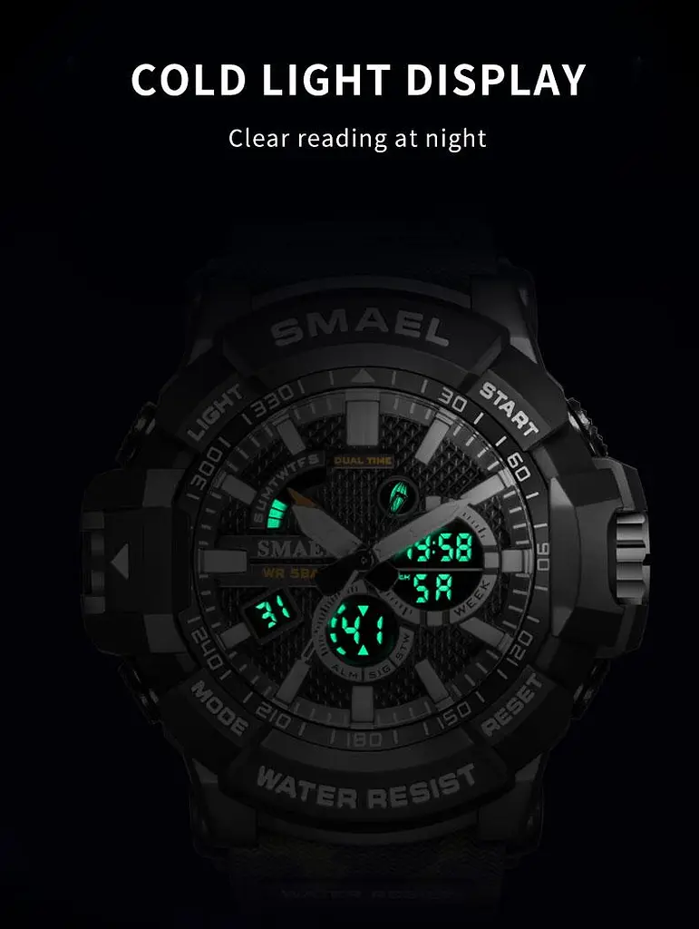 Наручний годинник чоловічий Smael 1809MC Black (15177) - фото 2