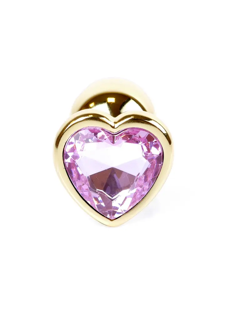 Анальна пробка - Jewellery Gold Heart Plug Light Pink - фото 3