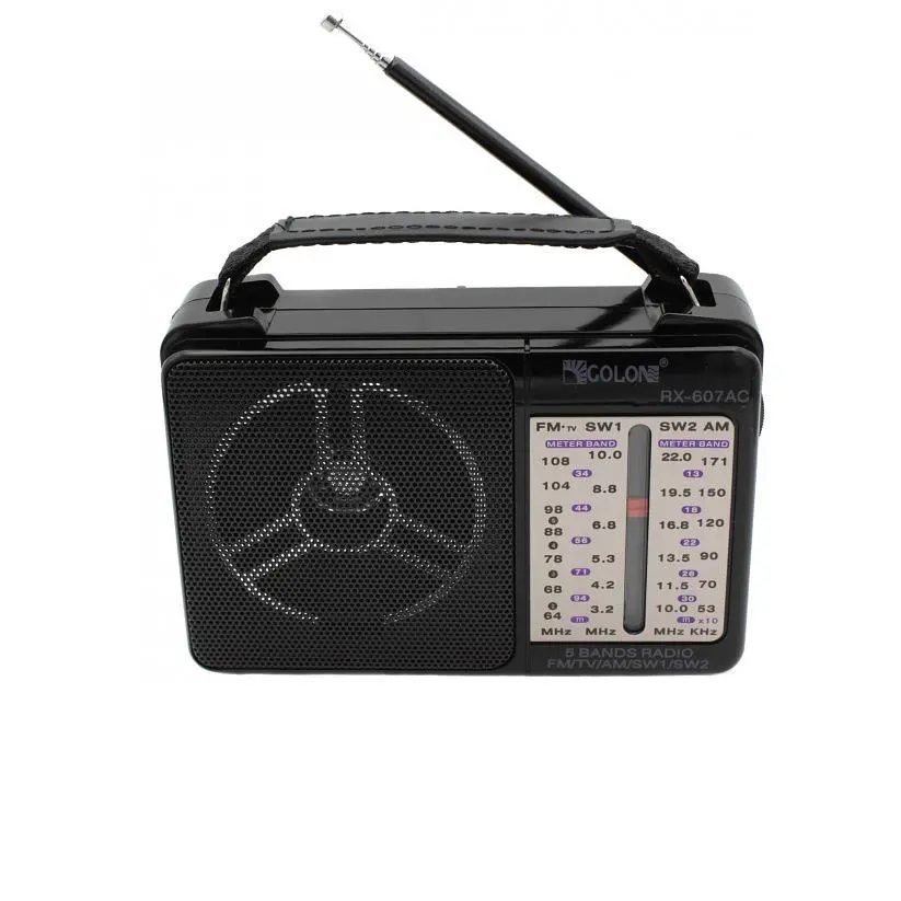 Портативний радіоприймач FM/TV/AM/SW1-2 Golon RX-607AC чорне міні радіо на батарейках - фото 6