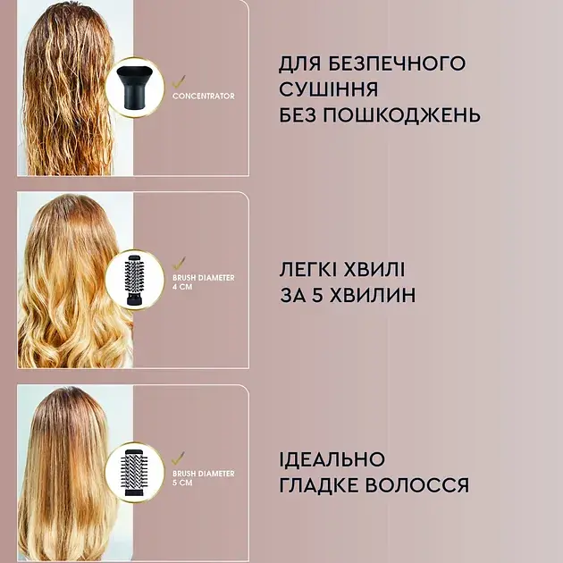 Фен-щітка Rowenta Activ' Dry & Style 1000 Вт чорний (CF9550F0) - фото 6