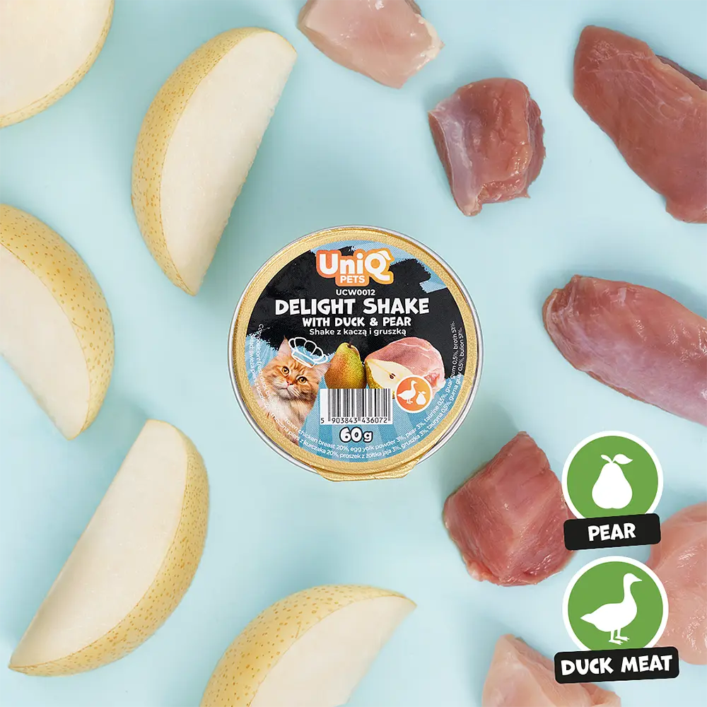 Кремовий вологий корм для кішок UNIQ PETS CAT WET FOOD DELIGHT SHAKE з качкою та грушею, 60 г - фото 5