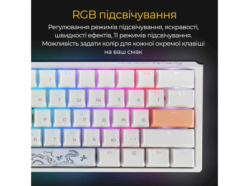 Клавіатура Ducky One 3 Mini Cherry MX Brown RGB UA USB White (DKON2161ST-BUAPXPWWWSC1) - фото 8