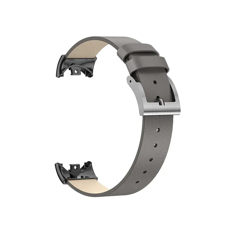 Шкіряний ремінець для XiaomiBand 8 Темно-сірий - фото 4