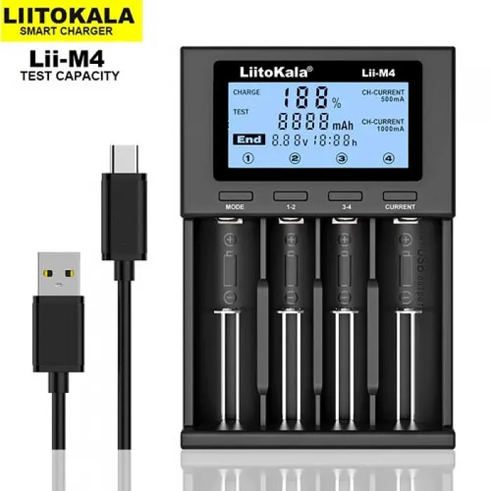Интеллектуальное зарядное устройство умная зарядка LiitoKala Lii-M4 для АА ААА 18650 26650 Li-ion Ni-MH/Ni-Cd - фото 3