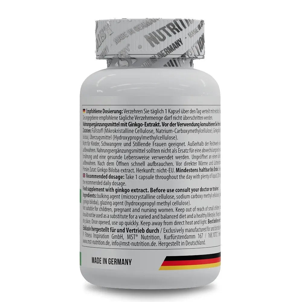 Екстракт гінкго білоба MST Nutrition Ginkgo Biloba, 60 капсул для підтримки пам'яті, мозку та кровообігу - фото 3