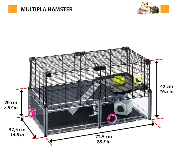 Модульна клітка для хом'яків та мишей Ferplast Multipla Hamster з аксесуарами чорна 72.5x37.5x42 см 57007217 - фото 2