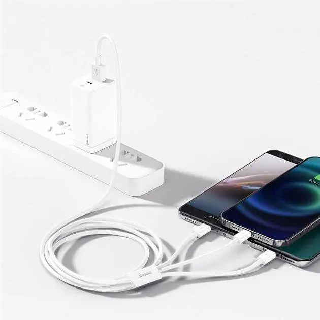 Кабель Baseus Superior Series Cable USB to Type-C/Lightning/MicroUSB 3.5A 1.5m CAMLTYS-02 White - фото 5