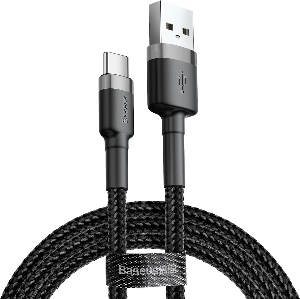 Кабель Baseus Cafule USB для Type-C 3A 1m grey black (CATKLF-BG1) - фото 5