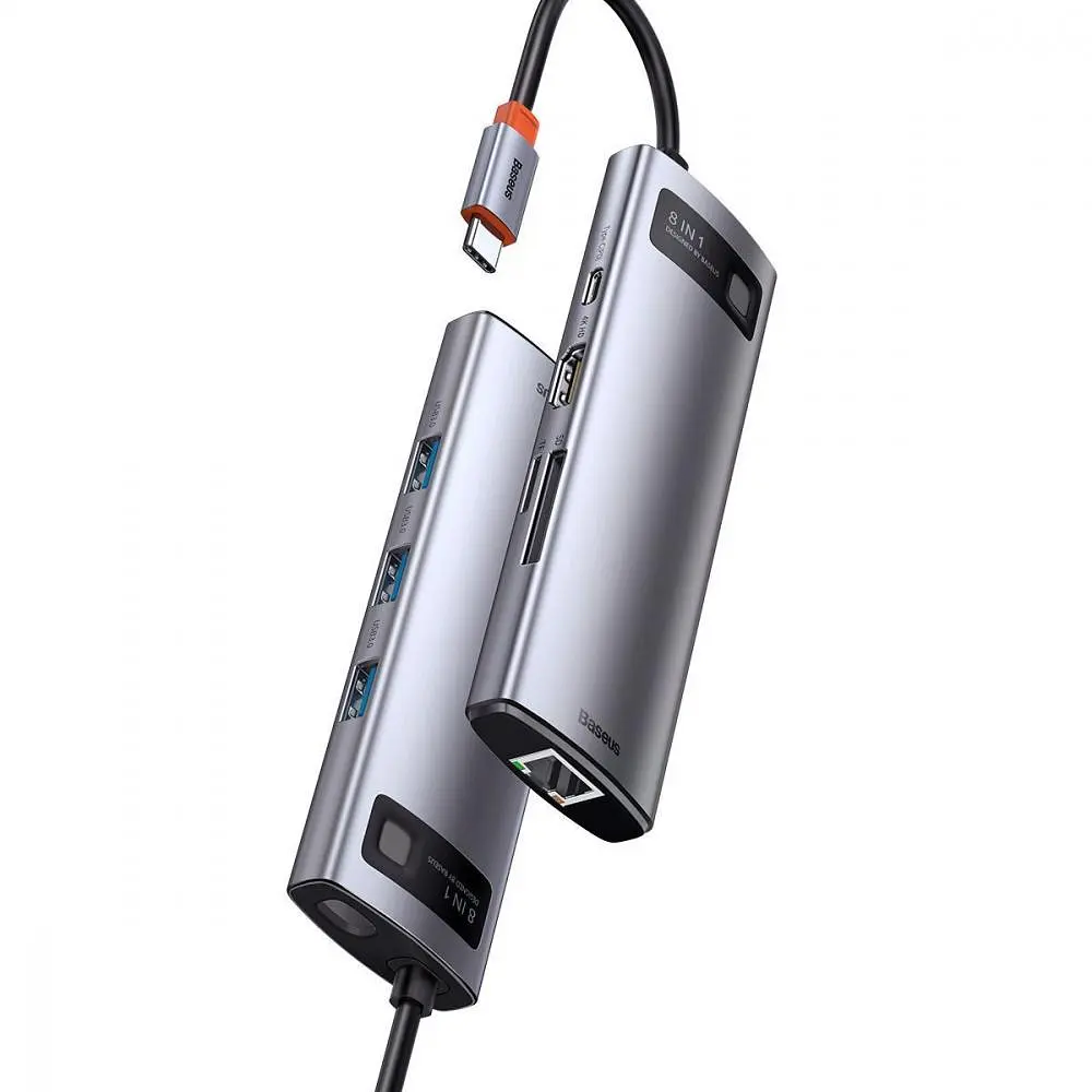 USB-Хаб Baseus USB-C Metal Gleam Series 8in1 Grey (CAHUB-CV0G) - фото 5