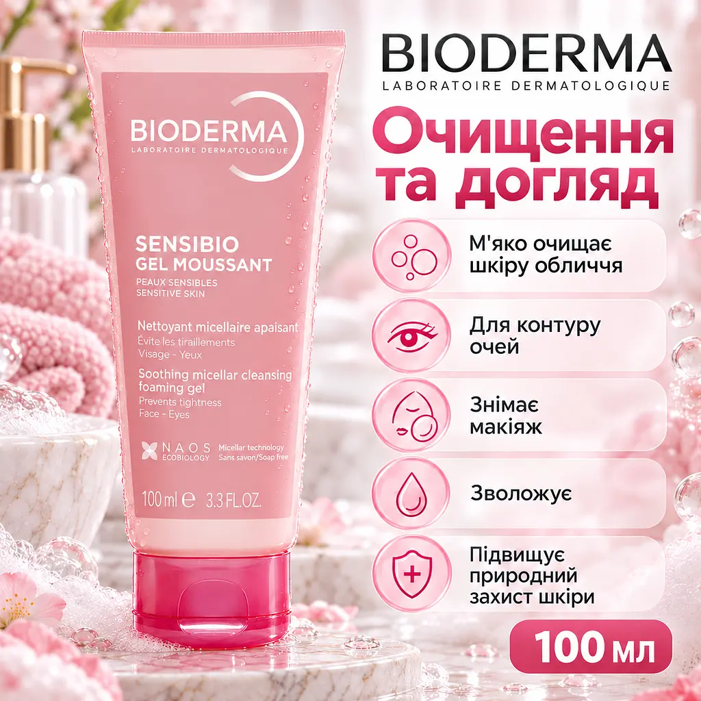 Очищувальний гель для обличчя Bioderma Sensibio Gel Moussant 100 мл для чутливої шкіри без мила та ароматизаторів - фото 5