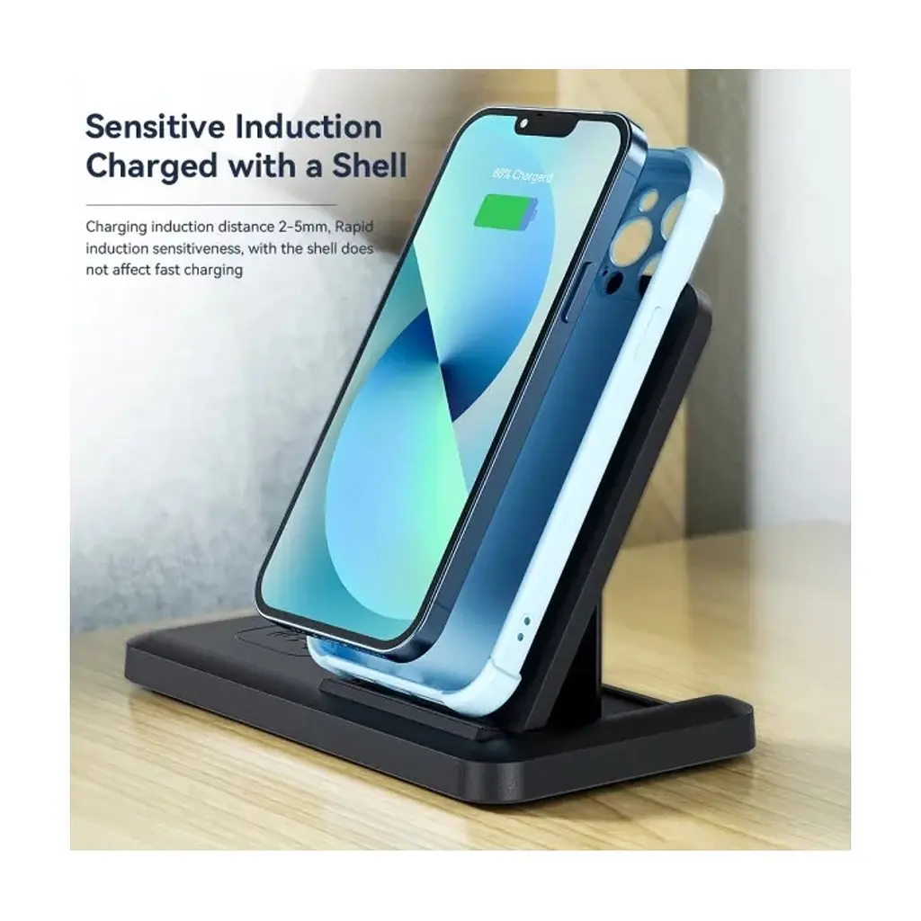 Зарядний пристрій Essager 4-in-1 wireless charger 15W foldable desktop black (EWXZM-JC01-Z) - фото 8