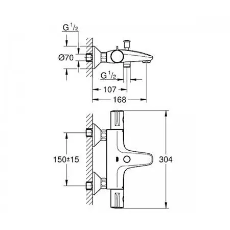 Змішувач для ванни Grohe Grohtherm 34564000, Хром - фото 2