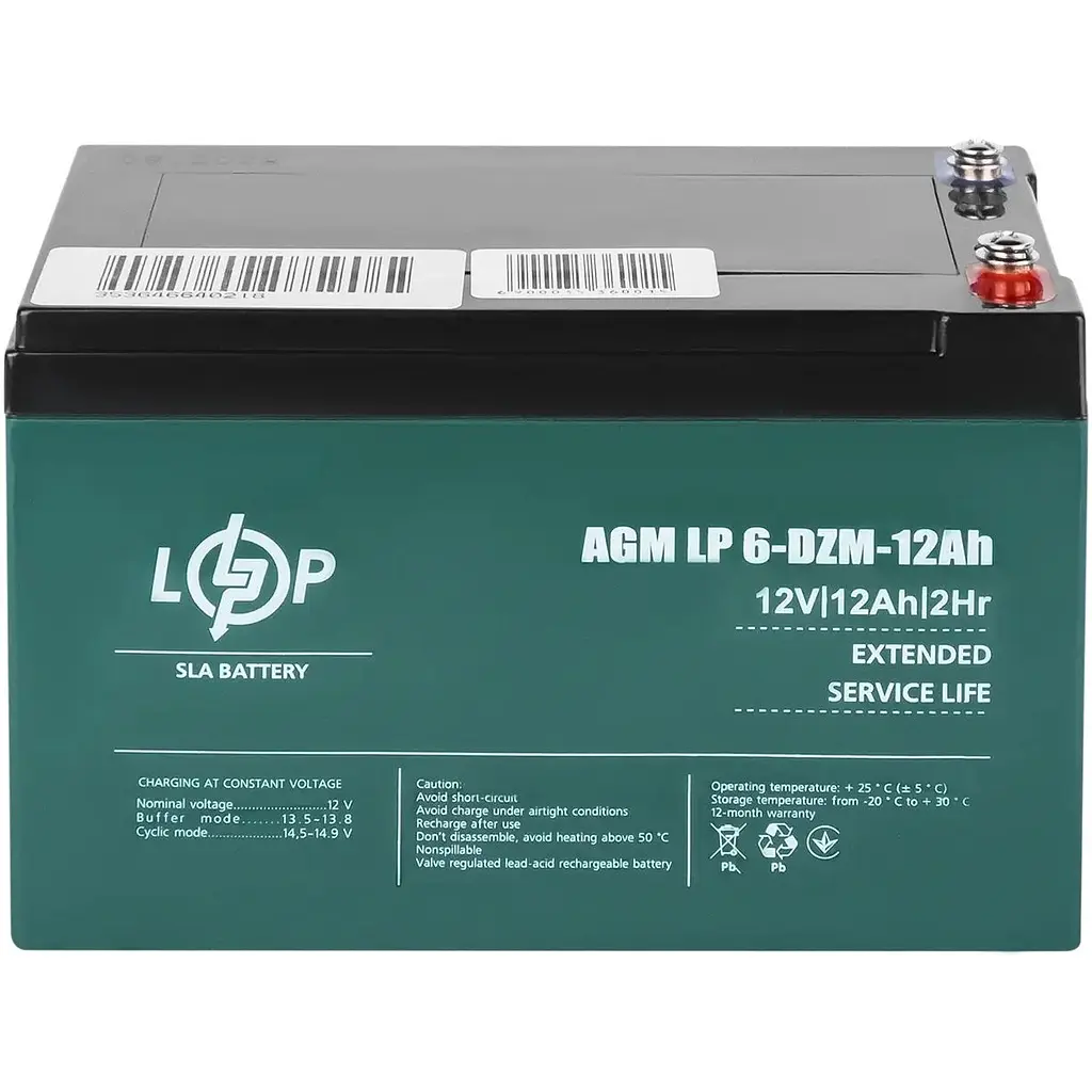 Аккумулятор LogicPower 6-DZM-12 Ah тяговый свинцово-кислотный под болт М5 (LP9172) - фото 3