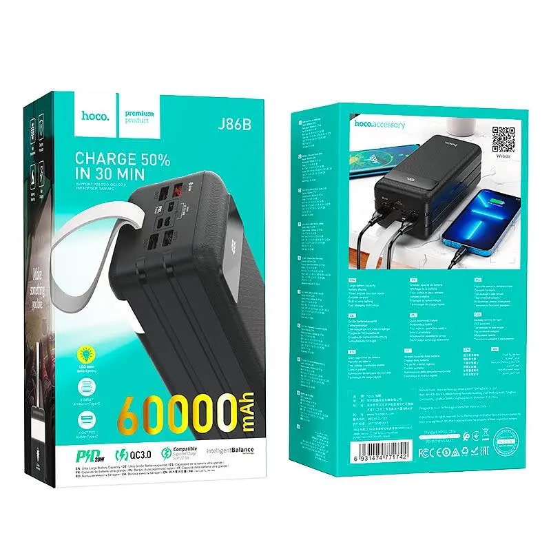Внешний аккумулятор Hoco J86B Electric fully compatible 60000mAh черный - фото 6
