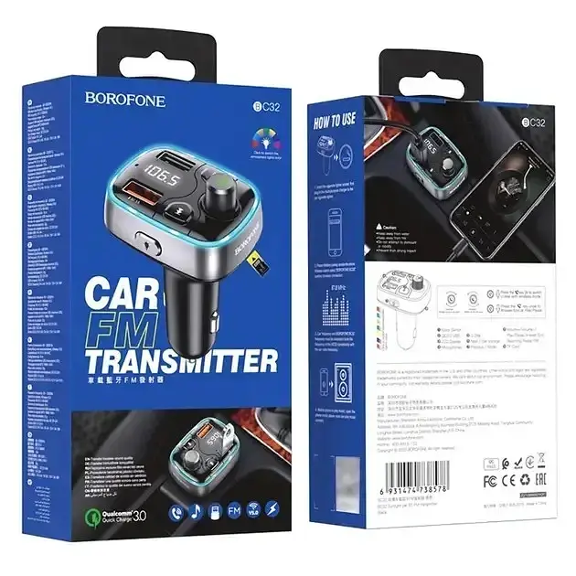 Трансмітер модулятор Bluetooth 5.0 Borofone BC32 з двома USB-портами, LED-дисплеєм та підтримкою USB / TF - фото 3