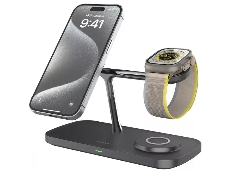 Бездротовий зарядний пристрій Proove Magnetic Field Pro 3 in 1 Qi2 Black (WSMP15002001) - фото 3