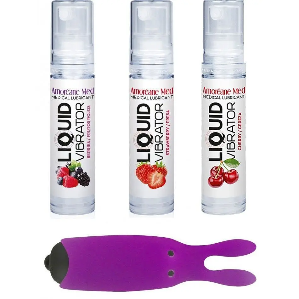 Набір лубрикантів Amoreane Med (3х10 мл) та вібропуля Adrien Lastic Purple