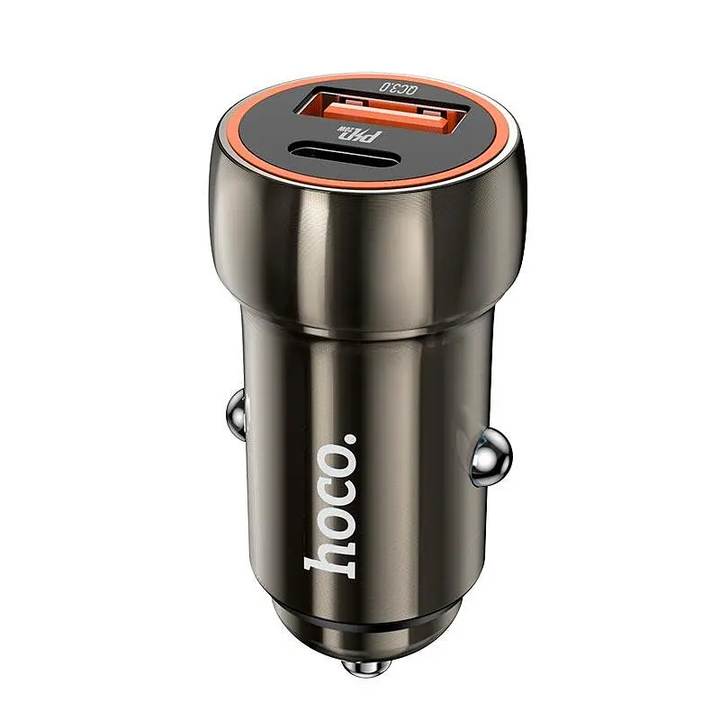 Адаптер автомобильный HOCO Z46A Blue whale car charger авто зу 2 выхода коричневый - фото 2