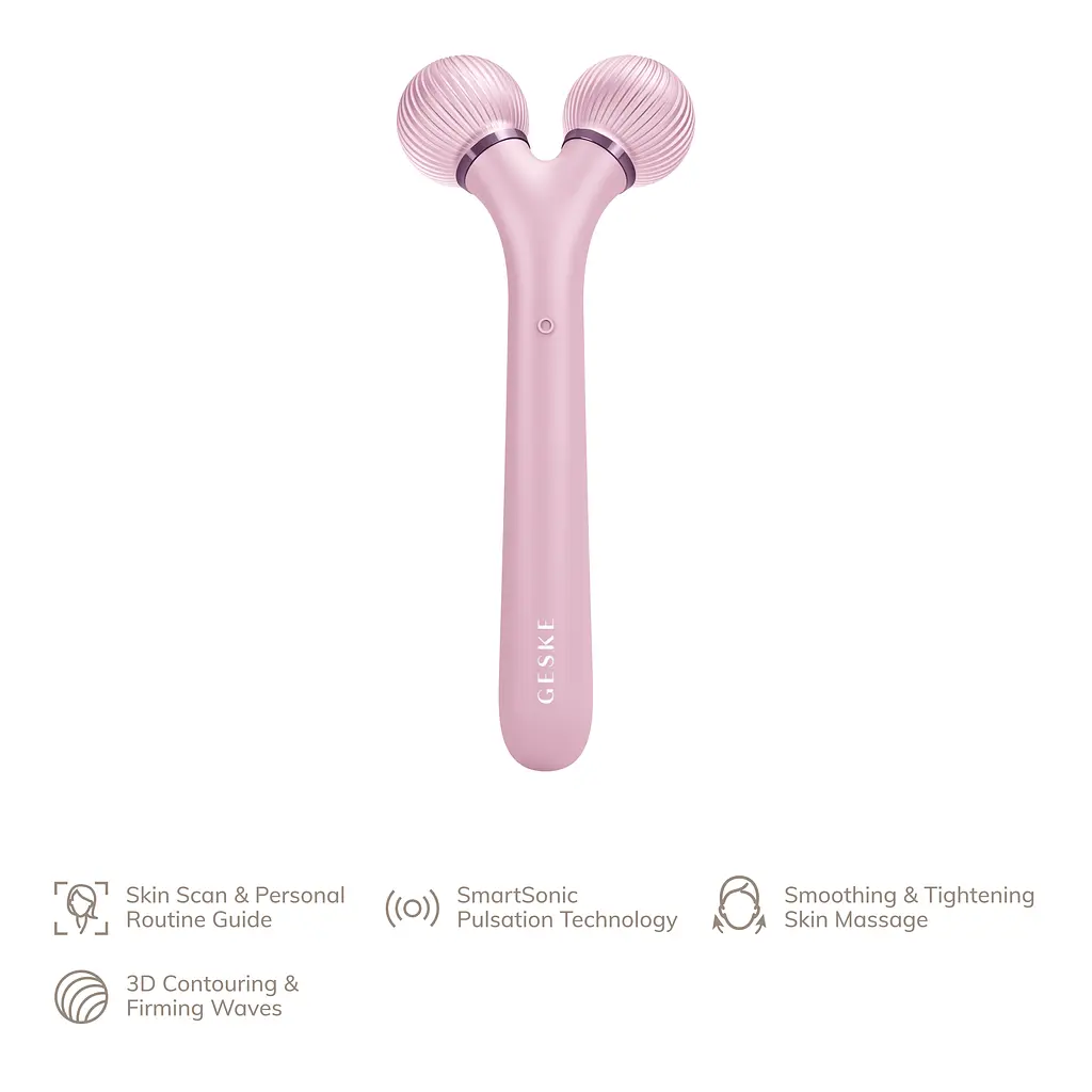 Електронний звуковий ролик для обличчя GESKE Sonic Facial Roller 4 в 1 рожевий - фото 4