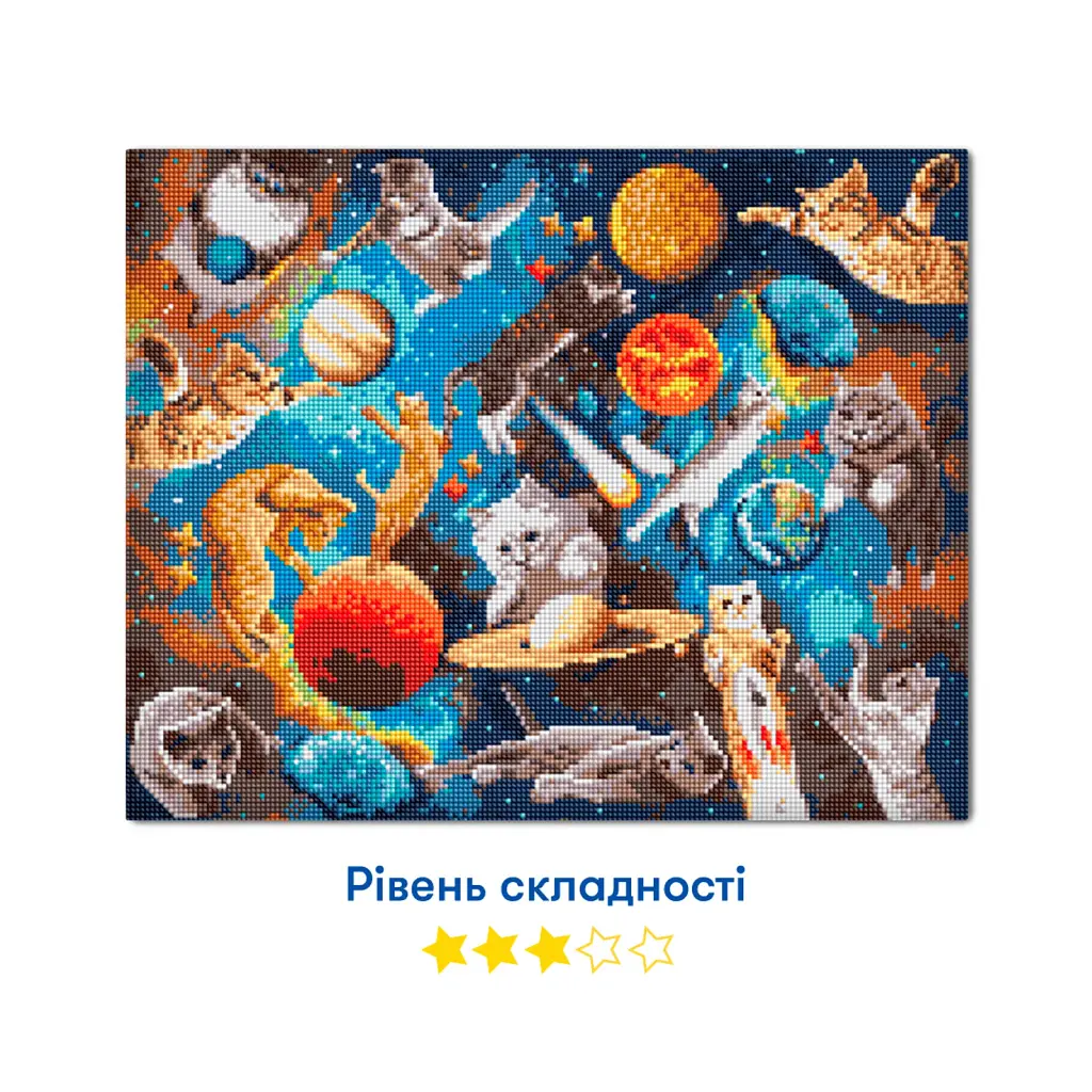 Алмазна мозаїка «Коти у відкритому космосі» - фото 3