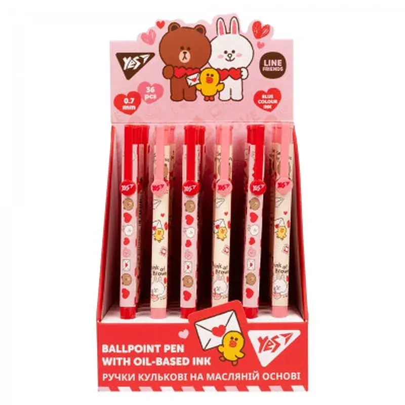 Ручка кулькова Yes Line Friends Love Letter автоматична 0,7 мм синя (412119) - фото 4
