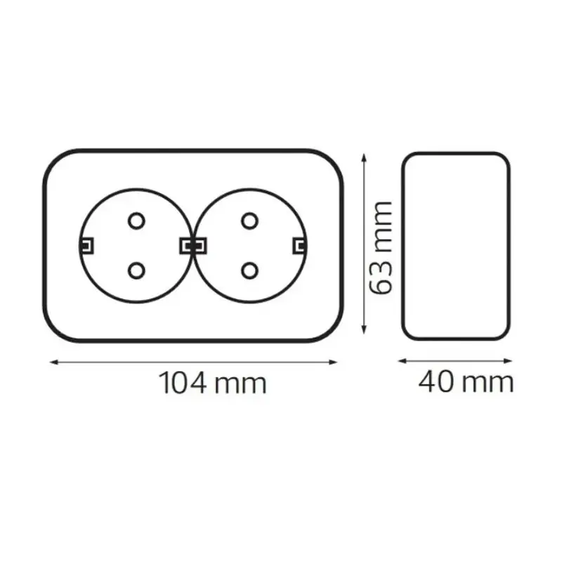 Розетка HOROZ ELECTRIC Eva, подвійна накладна з заземленням, чорна - фото 2