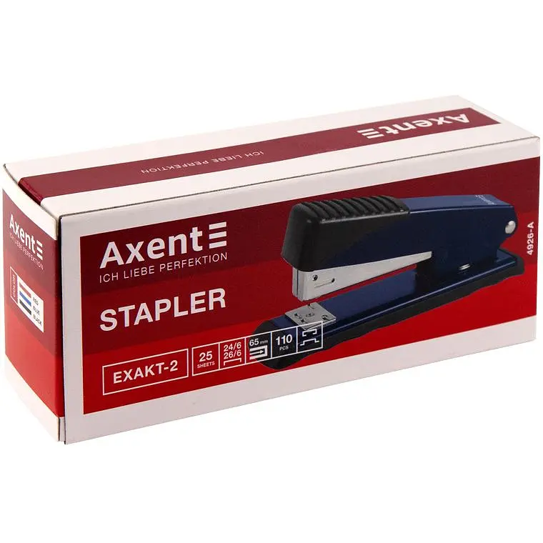 Степлер канцелярский Axent Exakt-2 №24/6, 25 листов синий (4926-02-A) - фото 4