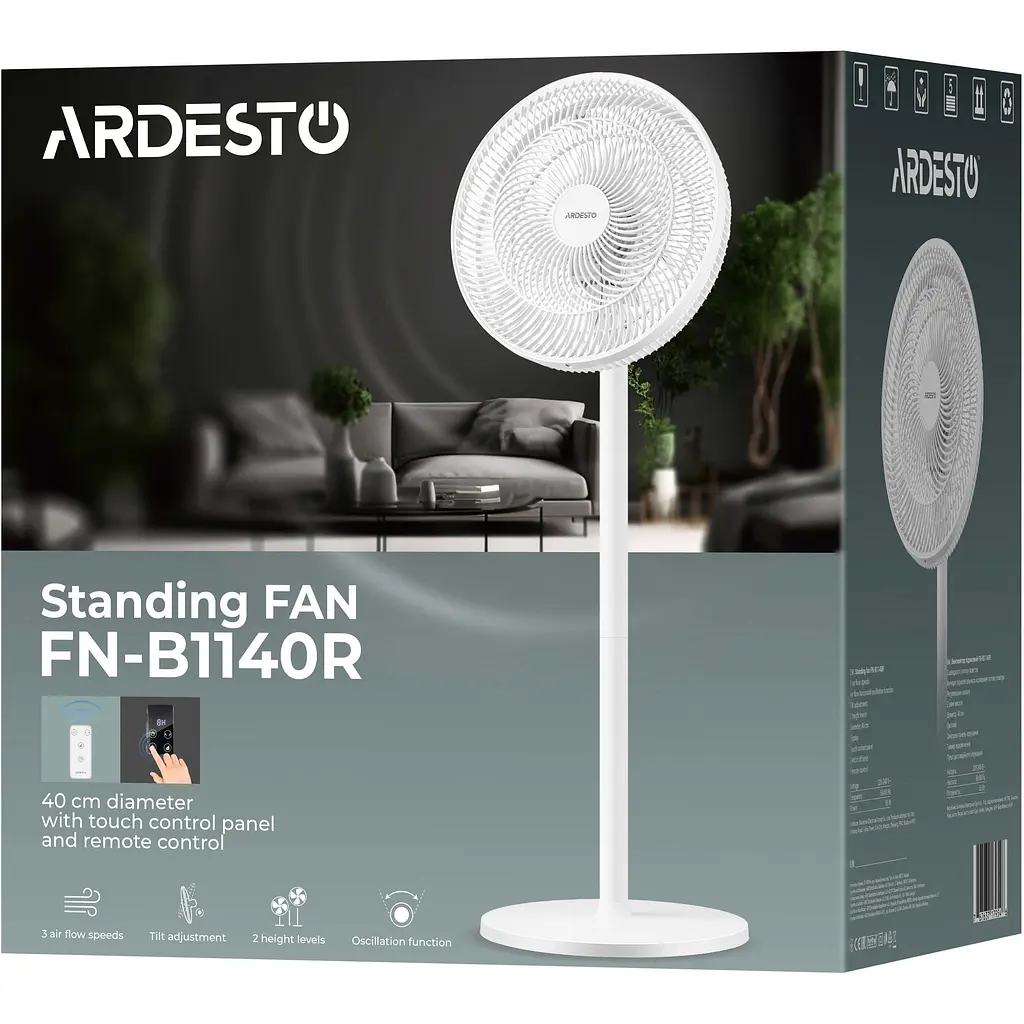 Вентилятор Ardesto FN-B1140R напольный 40 см 55Вт белый - фото 10