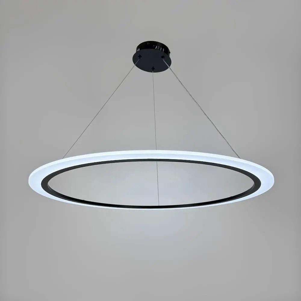 Современная черная подвесная люстра с кольцом Ø 80 см Ст. MJ305-800 BK | Line F - фото 4