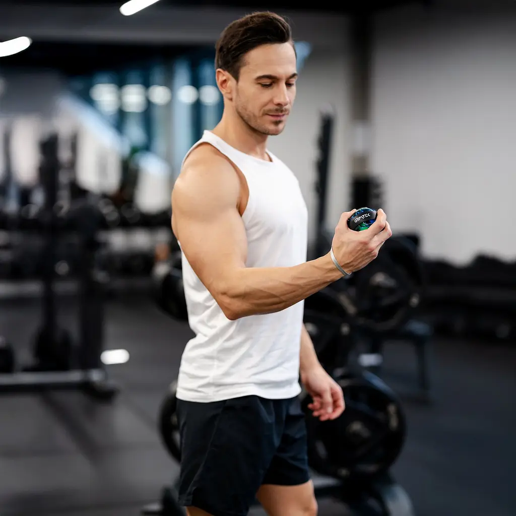 Гіроскопічний тренажер Gymtek Power Ball голубий - фото 7