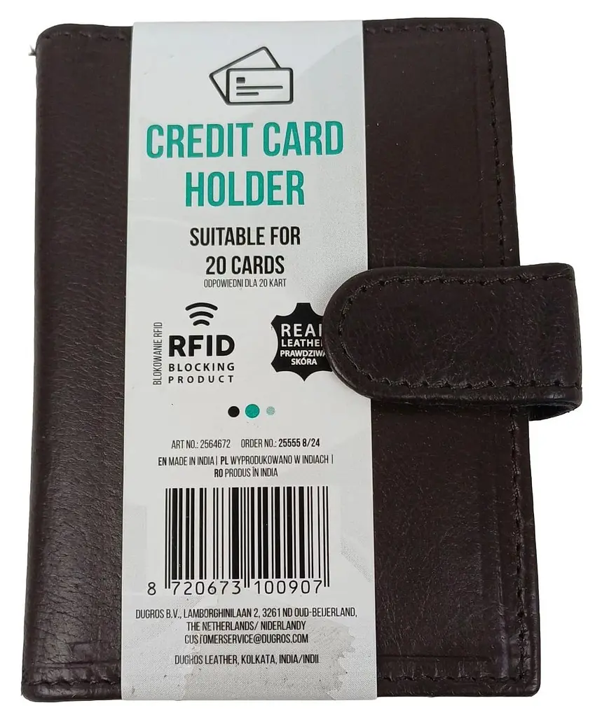 Картхолдер Dugros RFID захист натуральна шкіра кнопка Коричневий - фото 2