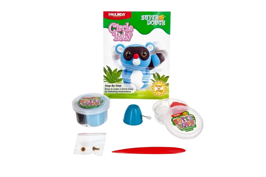Маса для ліплення Paulinda Super Dough Circle Baby Єнот з рухомими очима блакитний (PL-081177-2) - фото 3