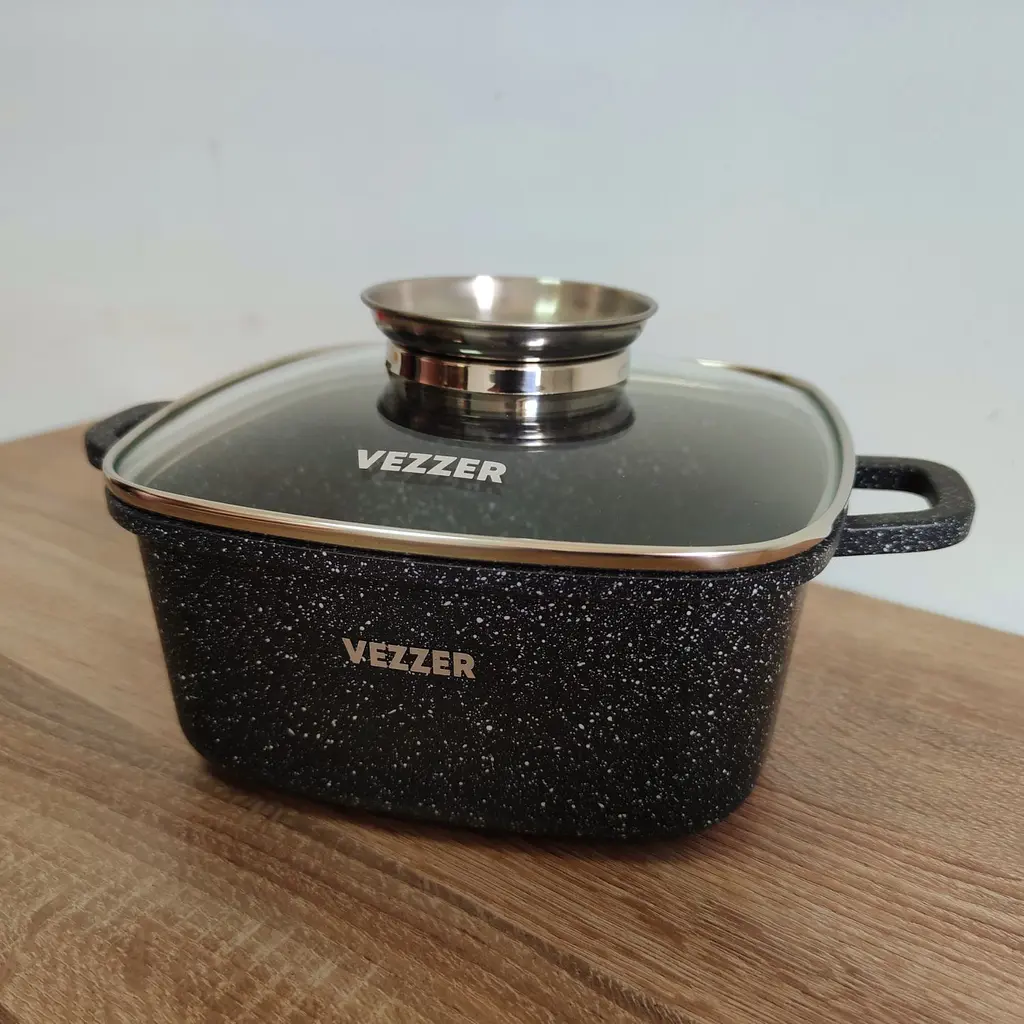 Каструля Vezzer квадратна з кришкою 20 см 2.5 л чорна (VZ8007) - фото 5