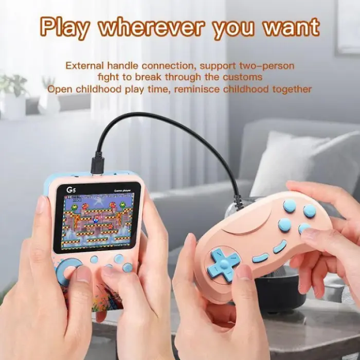 Ігрова консоль приставка з додатковим джойстиком dendy 500 ігор рожева SEGA G5 - фото 3