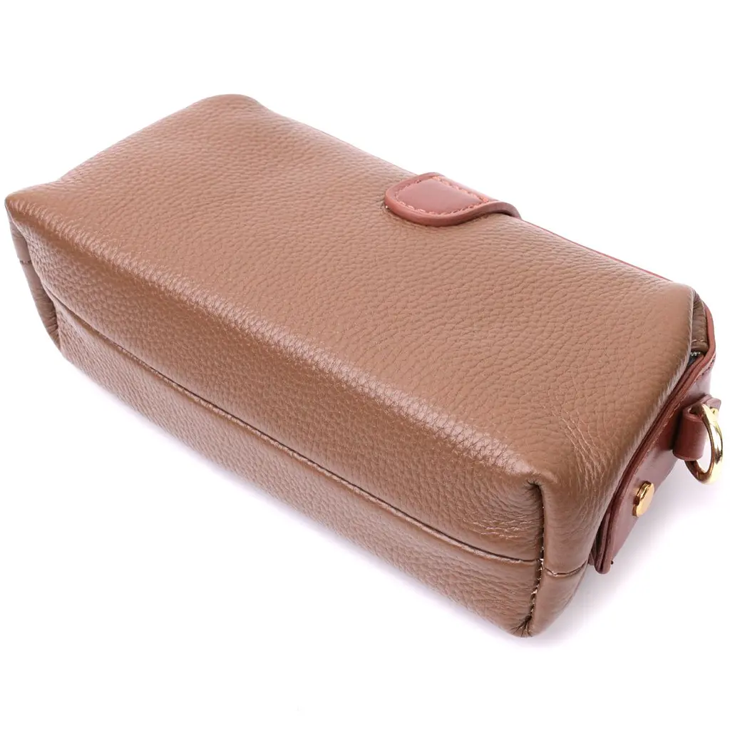 Красивий клатч з цікавою клямкою з натуральної шкіри Vintage 22425 коричневий - фото 7