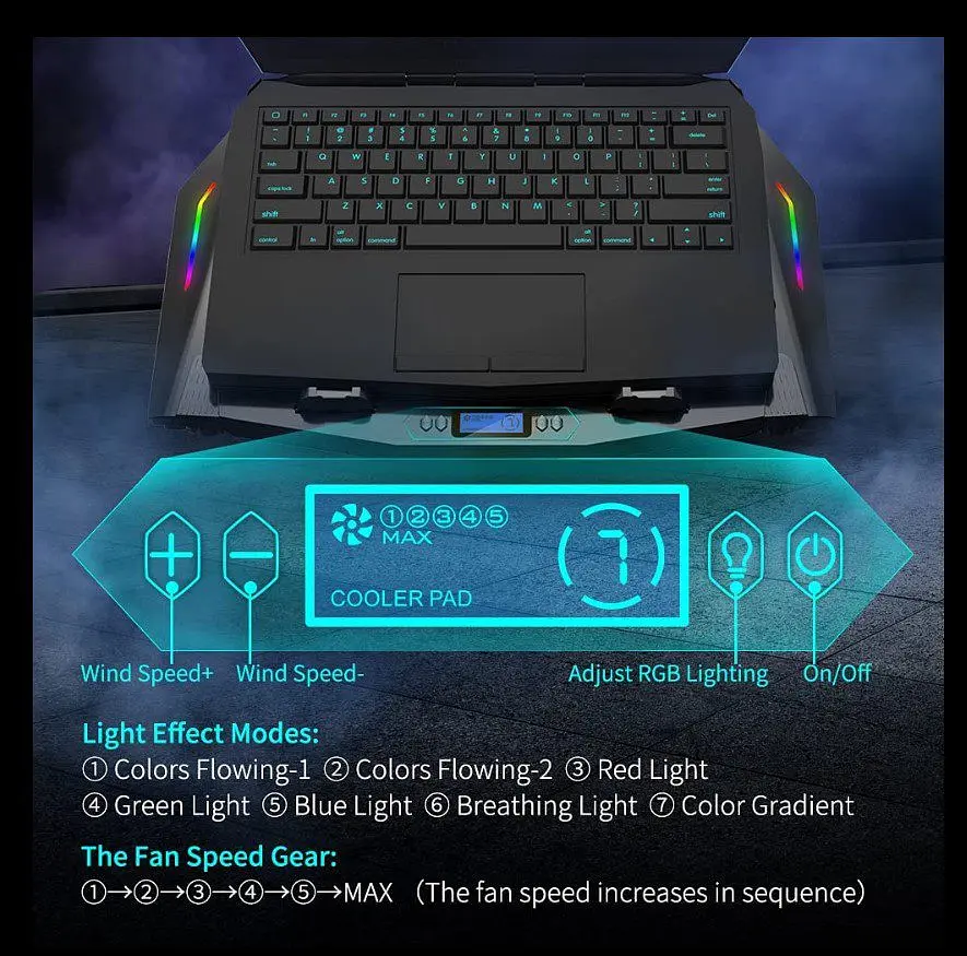 Охлаждающая подставка для ноутбука 15-21 дюймов Ice Coorel N10 RGB - фото 2