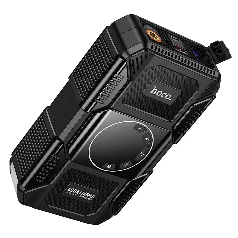 Автомобільний пуско-зарядний пристрій з насосом HOCO QS6 Clever Intelligent air pump+emergency start-up power bank(8000mAh) Чорний - фото 3