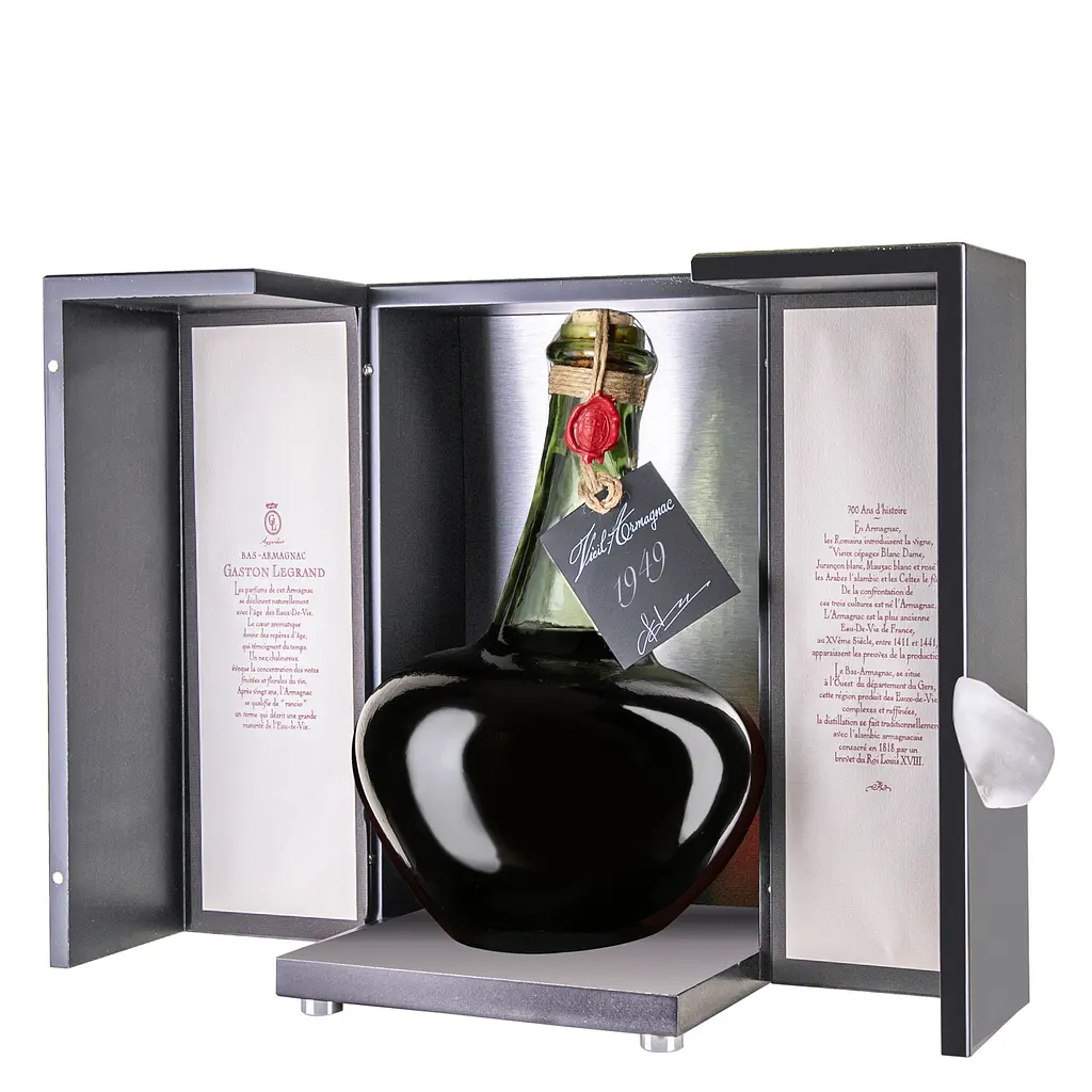 Арманьяк Baron Gaston Legrand Bas Armagnac 1949 Carafe Pansue, у дерев'яній коробці, 40%, 2 л - фото 3