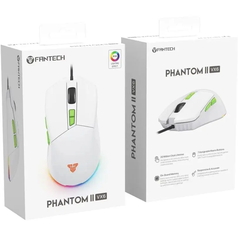 Ігрова миша Fantech VX-6 PHANTOMII 60IPS, 20G, 7200DPI White - фото 4