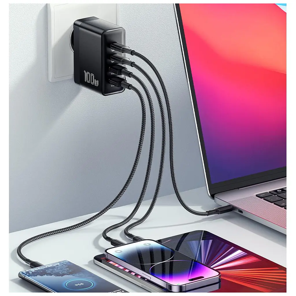 Зарядное устройство 2xUSB-C + 2xUSB 100W Essager (ECT2CA-QYB01-Z) - фото 7