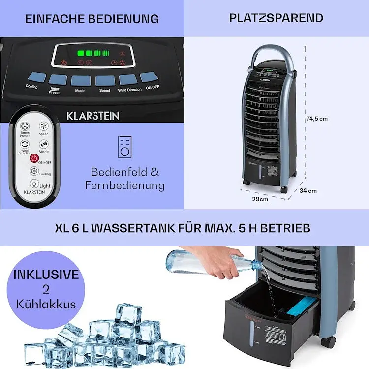 Охладитель воздуха Klarstein Maxfresh Ocean 3-в-1 Черный (10034640) - фото 5