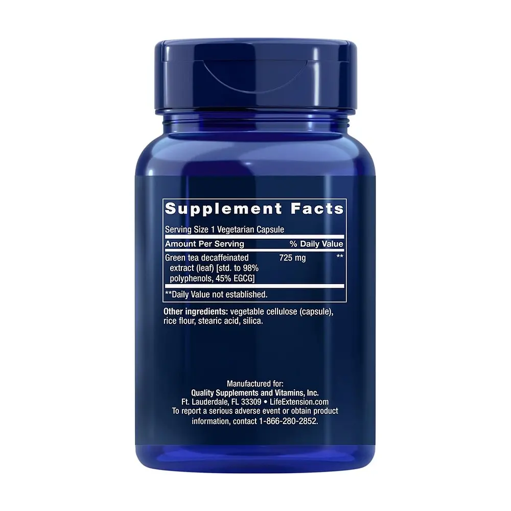 Екстракт зеленого чаю Life Extension Mega Green Tea Extract Decaffeinated, 100 вегакапсул без кофеїну - фото 2