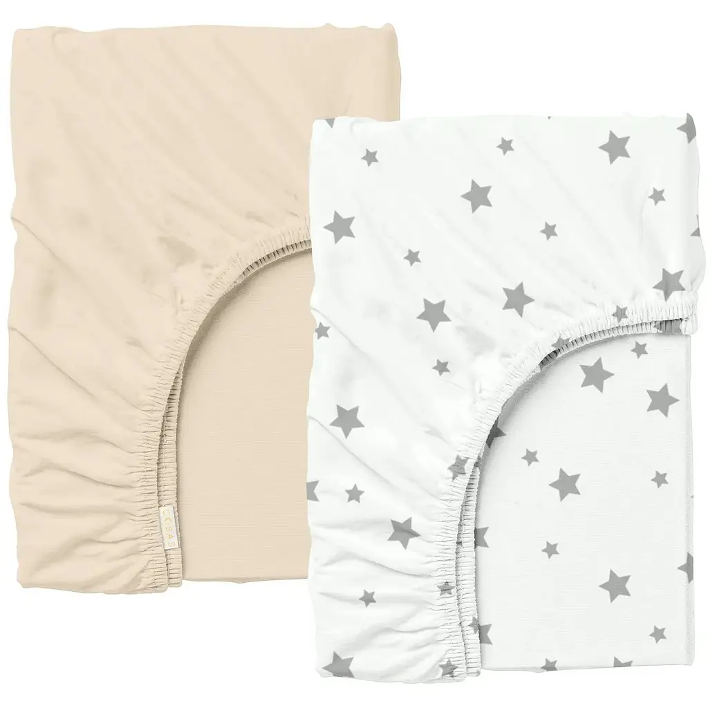 Набір простирадло на резинці Cosas Beige Star 60х120х12 см (SetSheet_Beige_StarGrey_120x60)