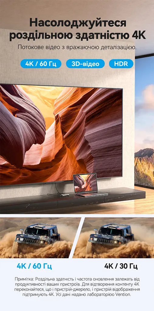 Док-станція USB-C Vention хаб 6 в 1 вихід HDMI до 4K 60 Гц 3 порти USB-A 3.0 до 5 Гбіт/с Ethernet RJ45 до 1000 Мбіт/с наскрізне заряджання через вхід USB-C PD до 100 Вт для HDMI потрібен USB-C з відеовиходом для заряджання потрібні джерело живлення PD та підтримка заряджання через USB-C на основному пристрої без встановлення драйверів вбудований кабель 0,15 м сірий (TQHHB) - фото 4